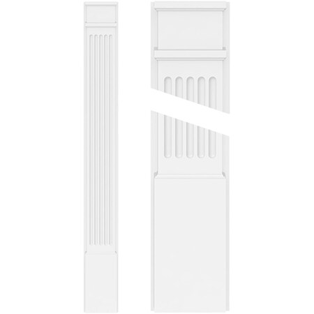 Ekena Millwork Fluted PVC Pilaster w/Decorative Capital & Base, 12"W x 108"H x 2"P PILP12X108FL02-2